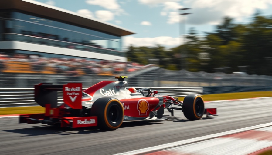 Formula One car in motion, capturing speed and energy.