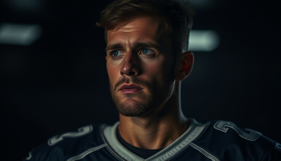 Contemplative portrait of a man in dim light, Formula 1 theme