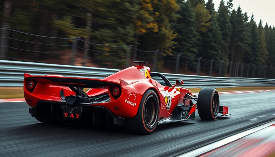 Ferrari F1 car racing on a track, showcasing latest Ferrari F1 updates.