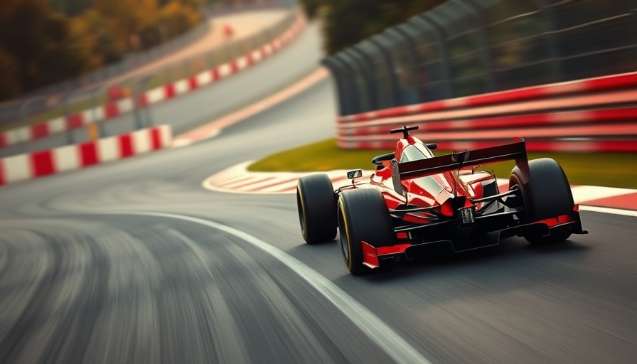Ferrari F1 car on race track, showcasing pit lane performance.