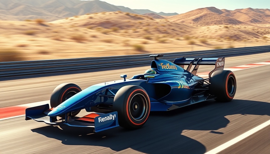 Blue Formula 1 car speeding on Bahrain track, showcasing tyre management.