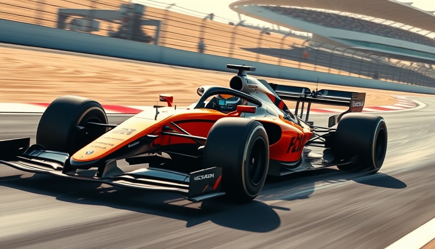 McLaren F1 car speeding on Bahrain Grand Prix track