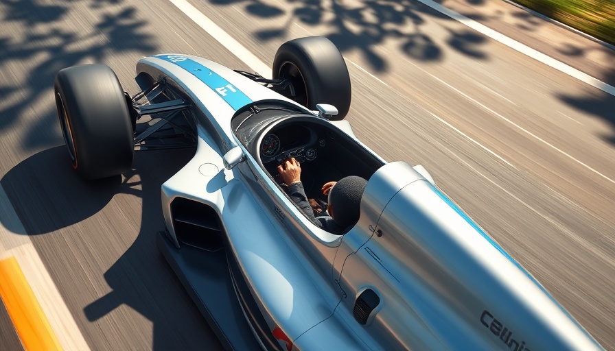 Top view of a Formula One car during a race, formula one penalties.