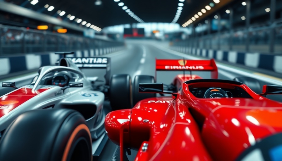 Formula One cars racing side by side in world championship.