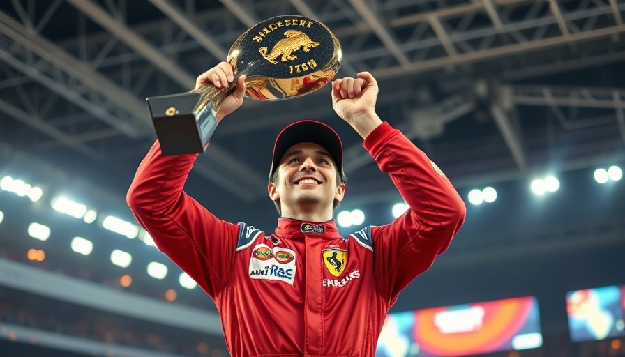 Formula 1 winner lifting trophy at Bahrain race