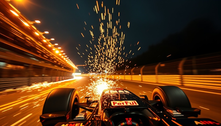 F1 car emitting sparks while racing, highlighting safety car impact on F1 races.
