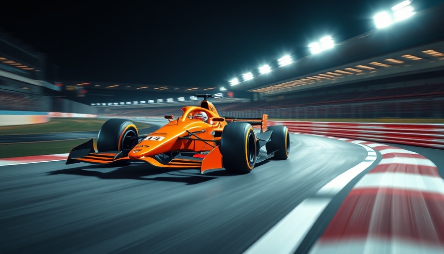 Lando Norris leads FP2 Saudi Arabian Grand Prix, racing at night.