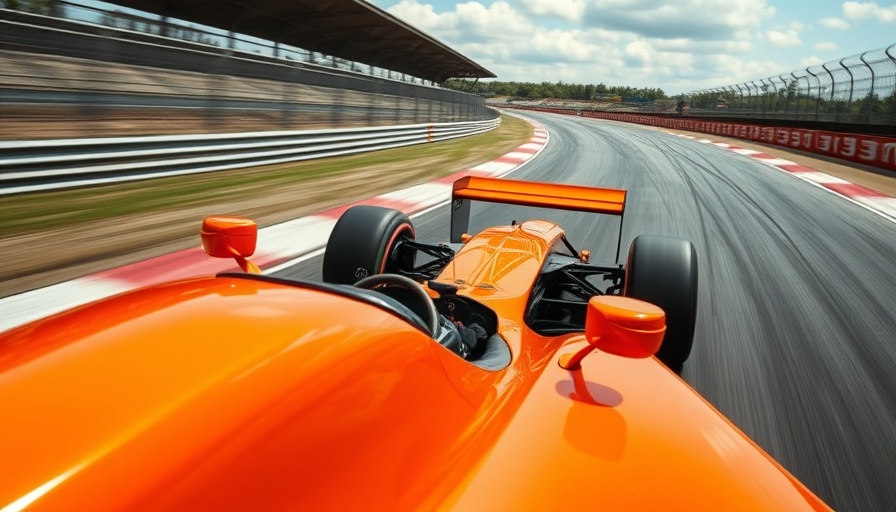 Orange race car zooming on track at Saudi Arabian Grand Prix 2025