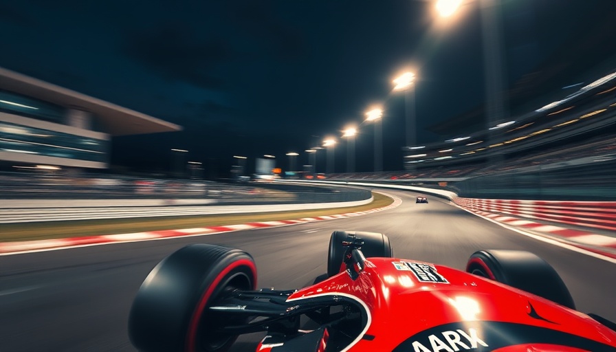 Oscar Piastri Formula 1 racing at night with motion blur on track.