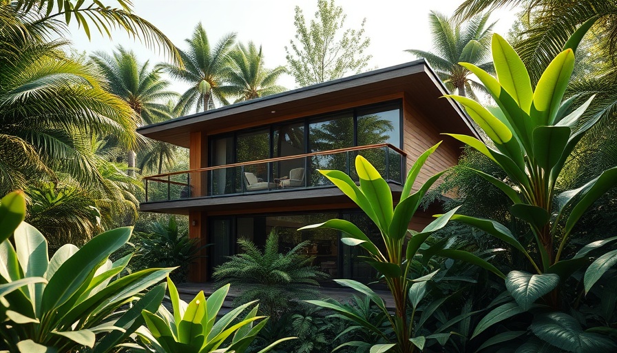 Modern architecture with nature integration, seamless design with greenery.