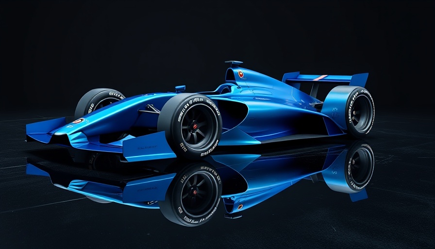 Sleek formula one car on dark background
