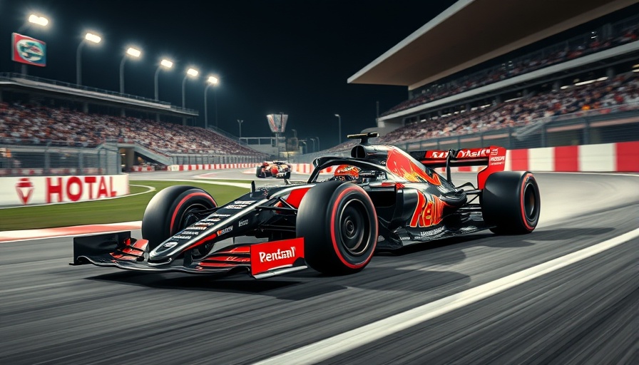 Dynamic Formula 1 car showcasing tire strategy in Saudi race.