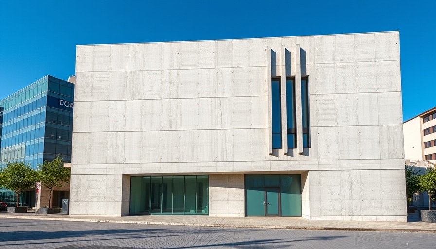Modern concrete building facade showcasing Nabi House architect design.