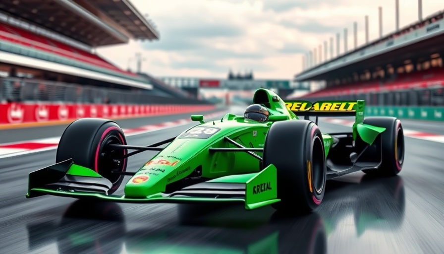 Sauber Art Livery Miami Grand Prix vivid green F1 car on racetrack.