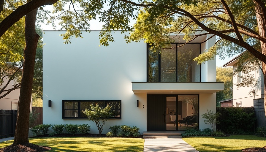 Ataraxia House architectural design modern facade in a suburban setting.