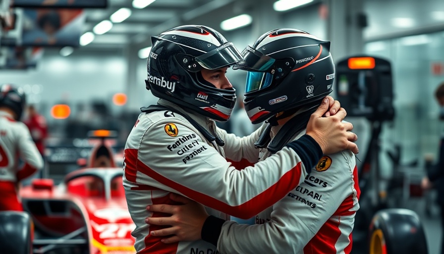 Formula 1 Sprint pole celebration with team members embracing.