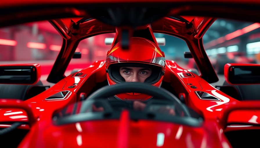 Lewis Hamilton Ferrari integration concept in vibrant F1 cockpit.
