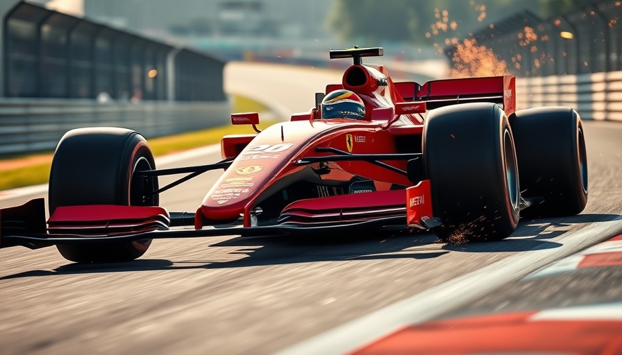 Ferrari F1 car racing at Imola emitting sparks during qualifying.