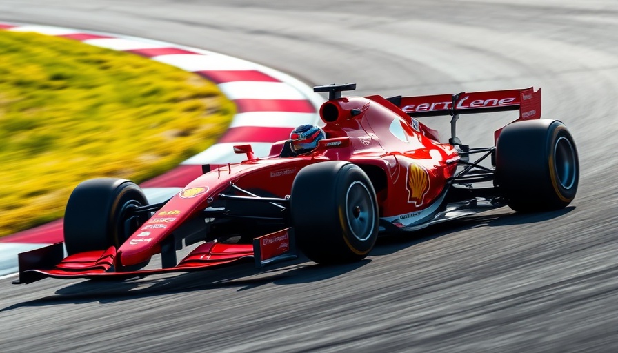Ferrari F1 car in action on a race track, Hamilton Ferrari F1 comeback.