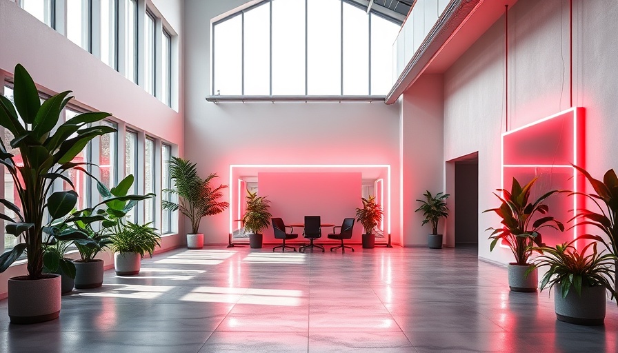 Office P&L Studio Tngtetshiu modern minimalist design with neon lights.