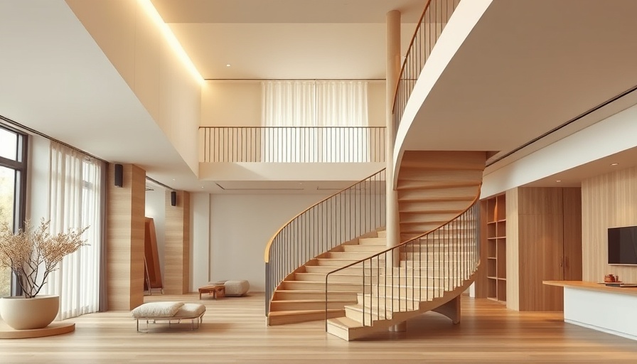 Modern minimalist interior design with spiral staircase