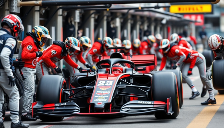 F1 pit crew executing unexpected three-stop strategy in action