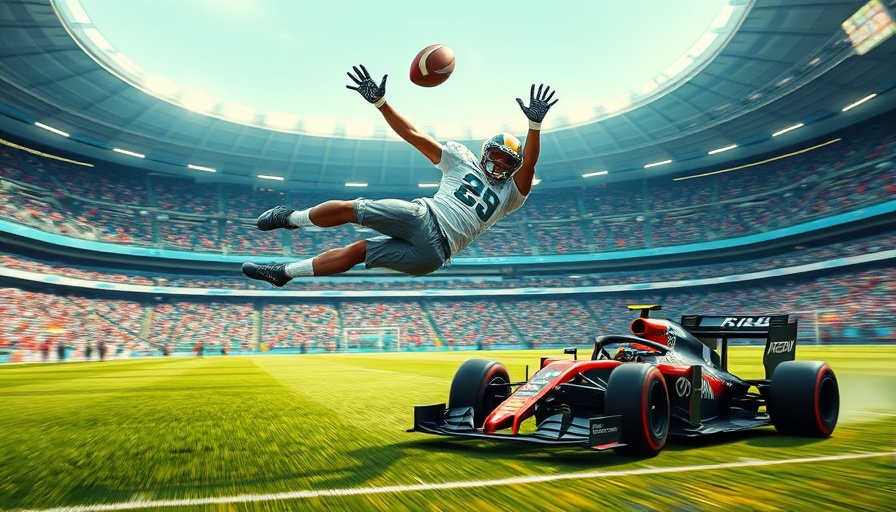 Dynamic Formula One vs Football speed challenge in stadium.