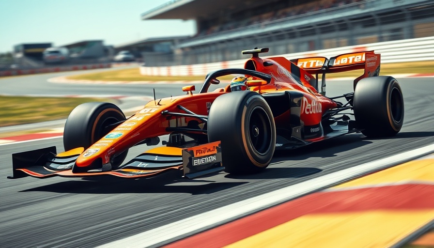 Formula One car on track, illustrating speed and design.