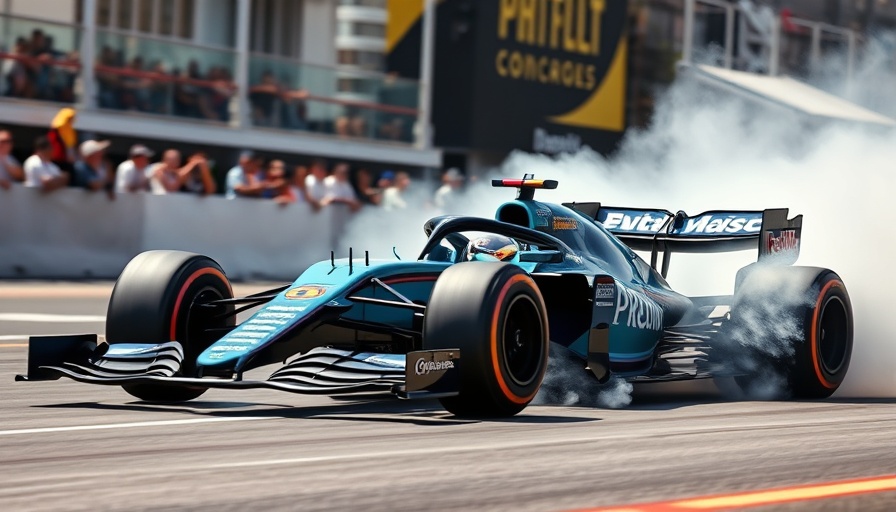 Formula 1 car performing burnout at MADRING Formula 1 Madrid.