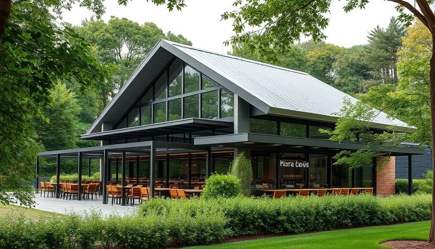 Modern Sugarloaf restaurant architecture in New Zealand with scenic greenery.