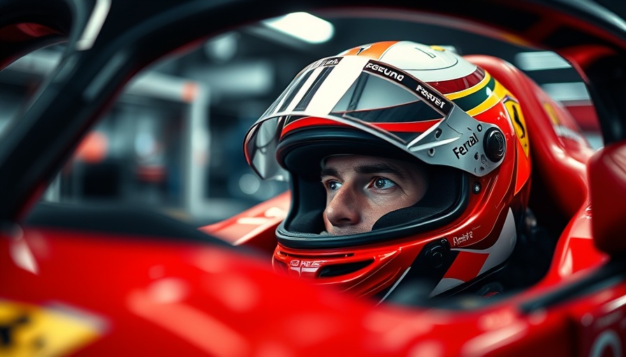 Racing driver in Ferrari cockpit representing Hamilton's impact on Ferrari.