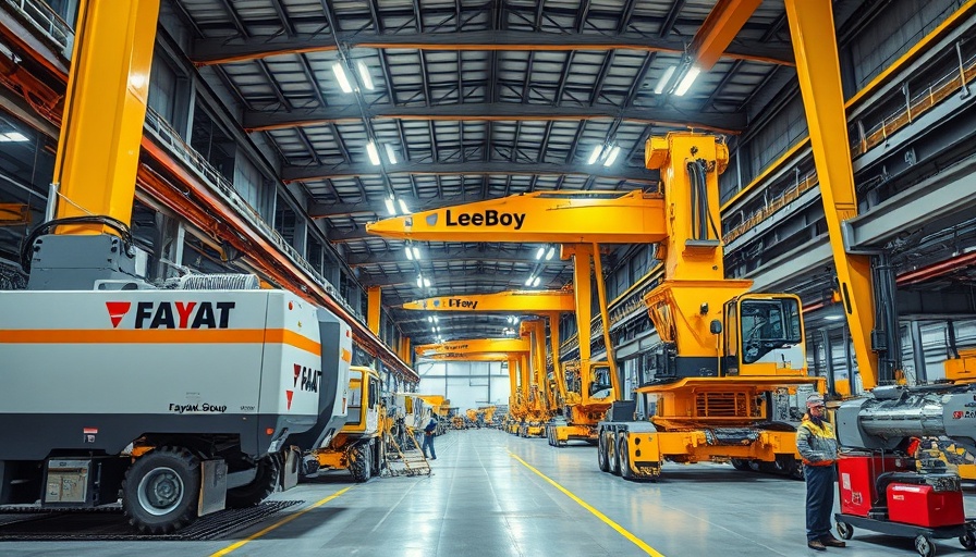 FAYAT Group Acquisition LeeBoy in industrial factory environment.