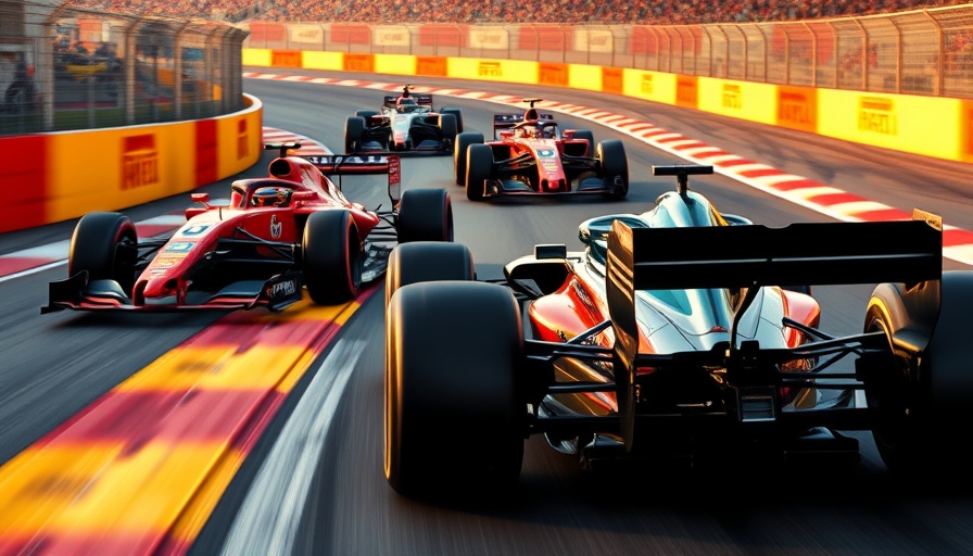 Intense F1 racing action showcasing competition dynamics.
