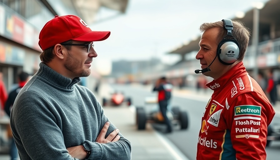 Niki Lauda's influence on Formula 1, two people discussing in a race paddock.