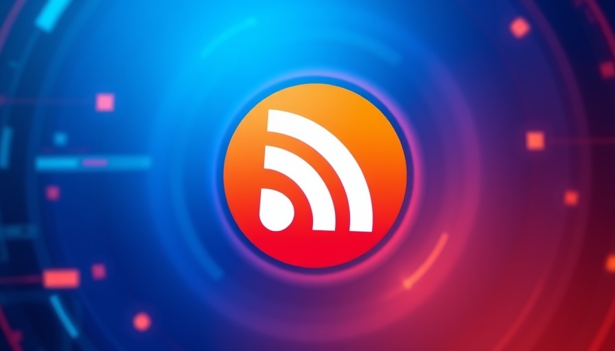 Logo for custom RSS feeds for health service, vibrant blue.