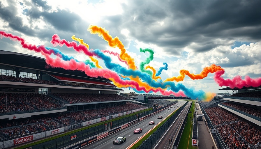 2025 British Grand Prix aviation display with colorful smoke trails.