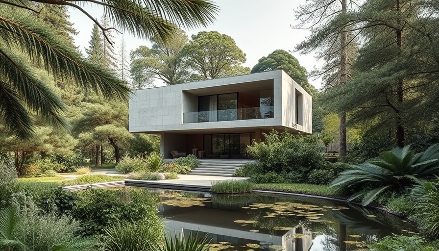 Modern House Rinconada Architecture surrounded by lush greenery and garden.