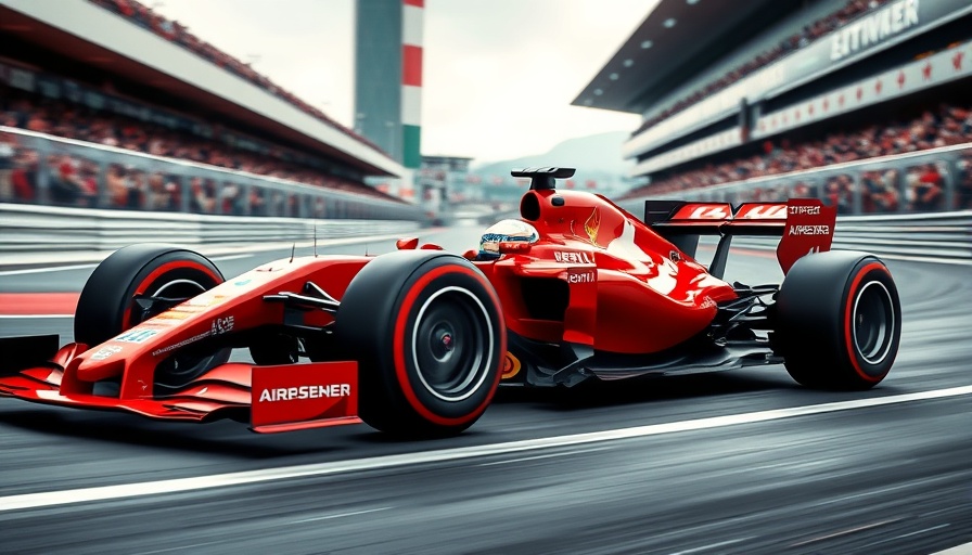 Formula 1 car speeding at Silverstone track preview.