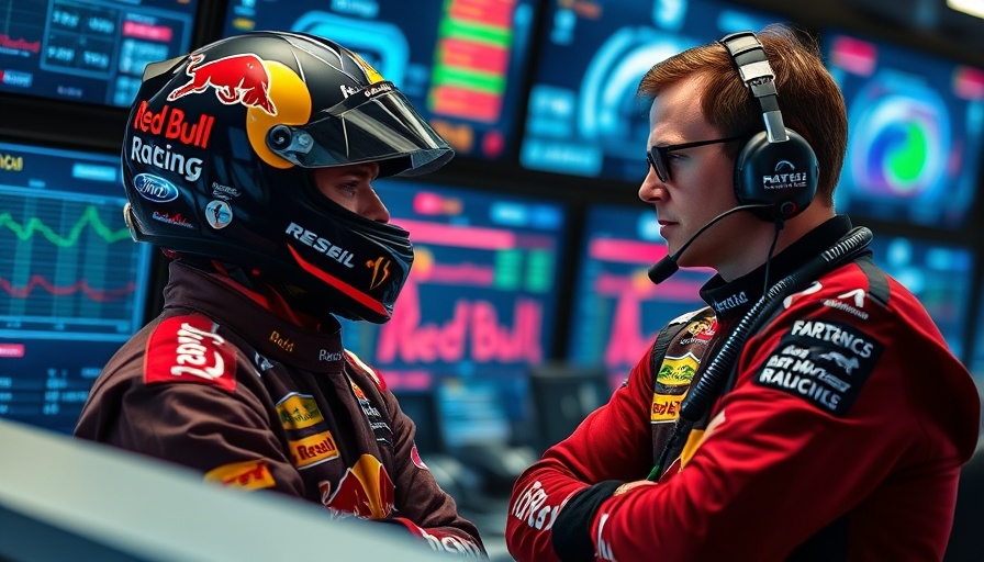 Max Verstappen leaving Red Bull scene in tech control room.