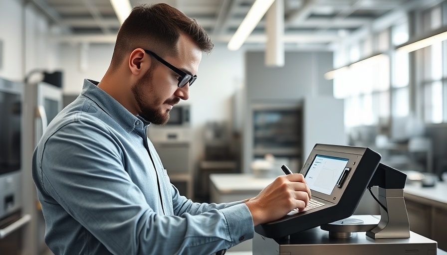 AI-powered digital templating system handling in modern workspace.