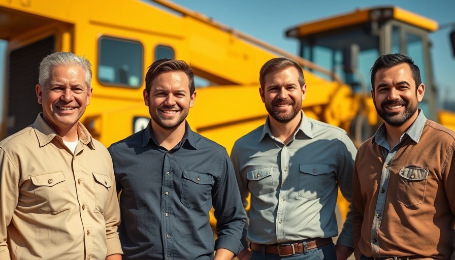 Men in front of yellow construction equipment, representing light equipment rental market growth.