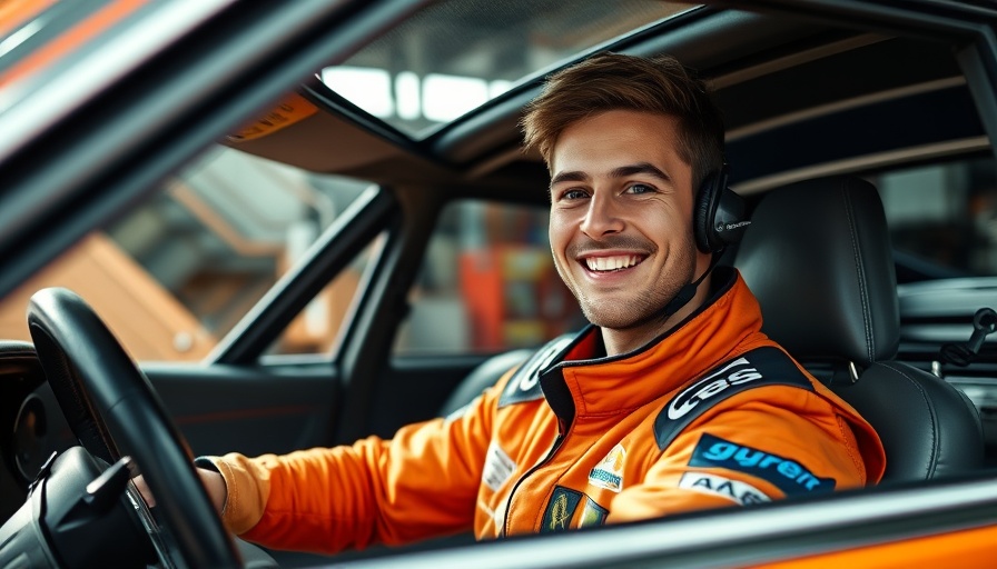 Kimi Antonelli sitting in Classic C 111 car, smiling, racing suit.