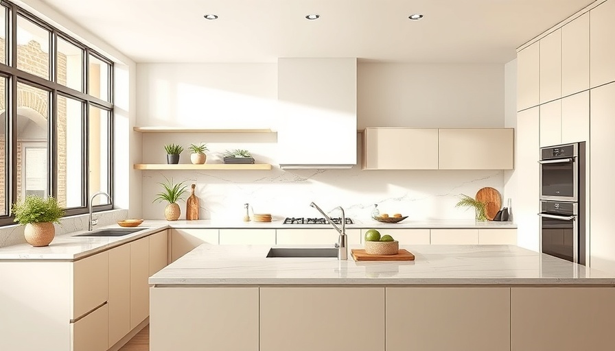 Modern kitchen featuring sustainable porcelain countertops and seamless backsplash.