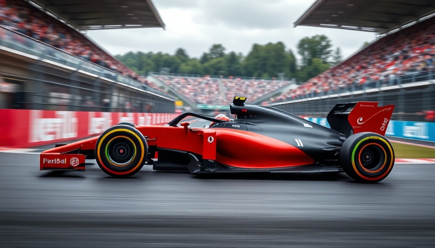 Formula 1 car with 2026 tyres racing on track.