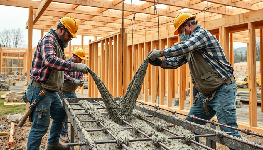 Concrete industry challenges: workers pouring concrete on site.