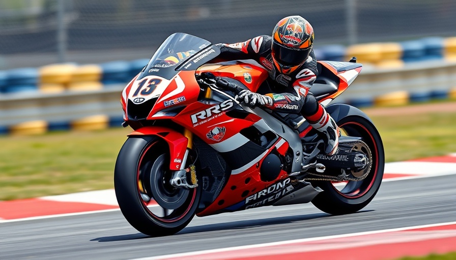 Professional motorcycle racer maneuvering on Grand Prix track.