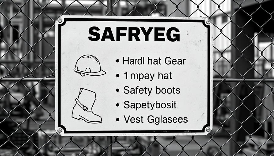 Safety sign on fence for constructing a culture of safety in construction.