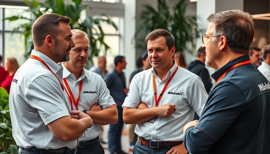 Rob Marshall impact McLaren team in discussion at an event.