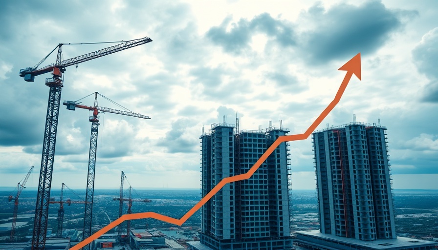 Commercial contractors growth challenges depicted through construction site and growth chart.