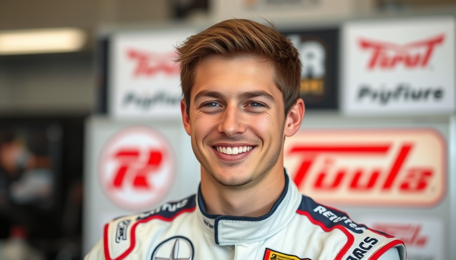 Young racer smiling at Formula 1 karting event.